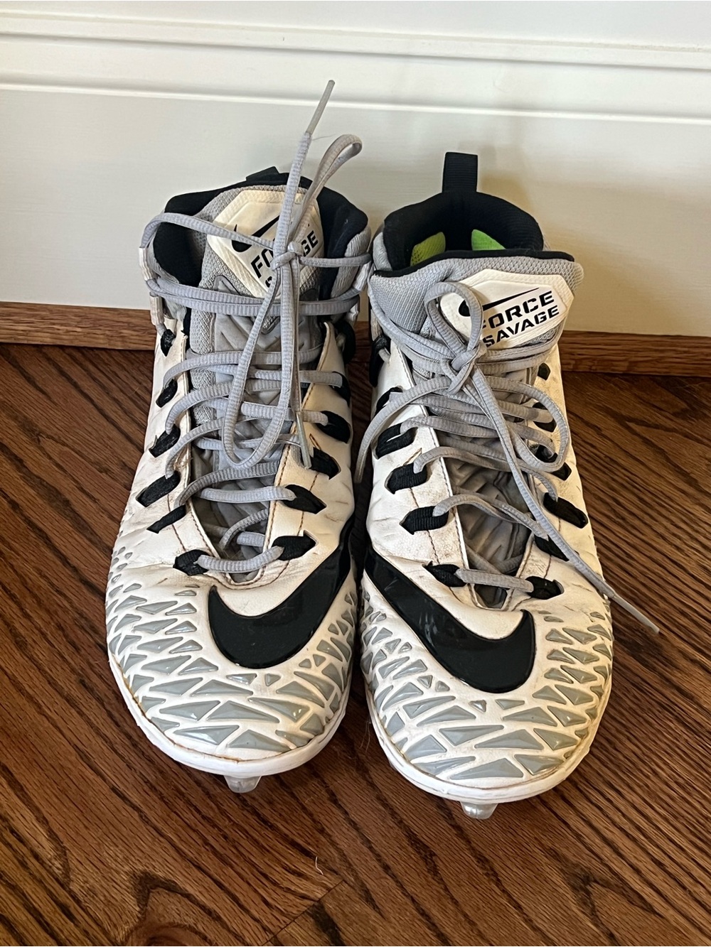 NIKE Force Savage White and Black Cleats